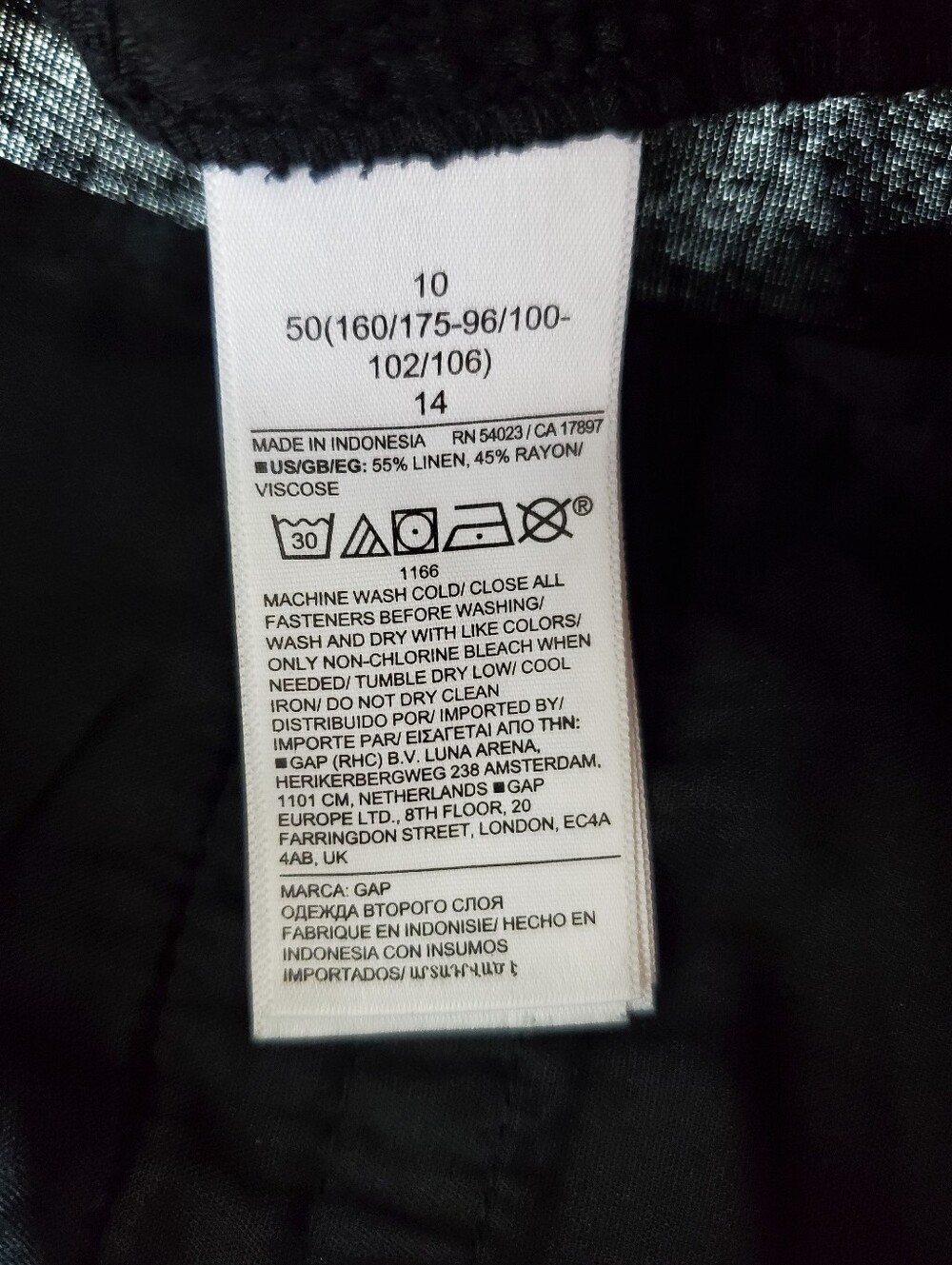 GAP High Rise Drapey Linen Rayon Pleated Wide Leg Pants Black Size 10 RT$70 NWT - Picture 9 of 9